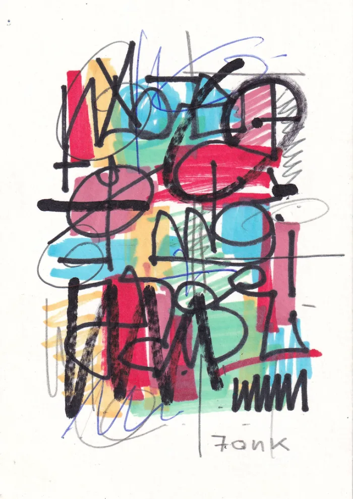Carte J, œuvre originale de Fonk
